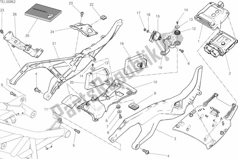 Alle onderdelen voor de Achterframe Comp. Van de Ducati Diavel Xdiavel S 1260 2016